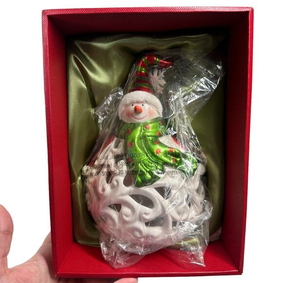 QVC Home Reflections Christmas Snowman Luminary Frameless Candle W/Box - Picture 3 of 13
